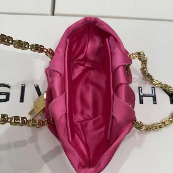 NWT Authentic Givenchy Satin Mini Kenny Shoulder Bag Neon Pink - Picture 3 of 10